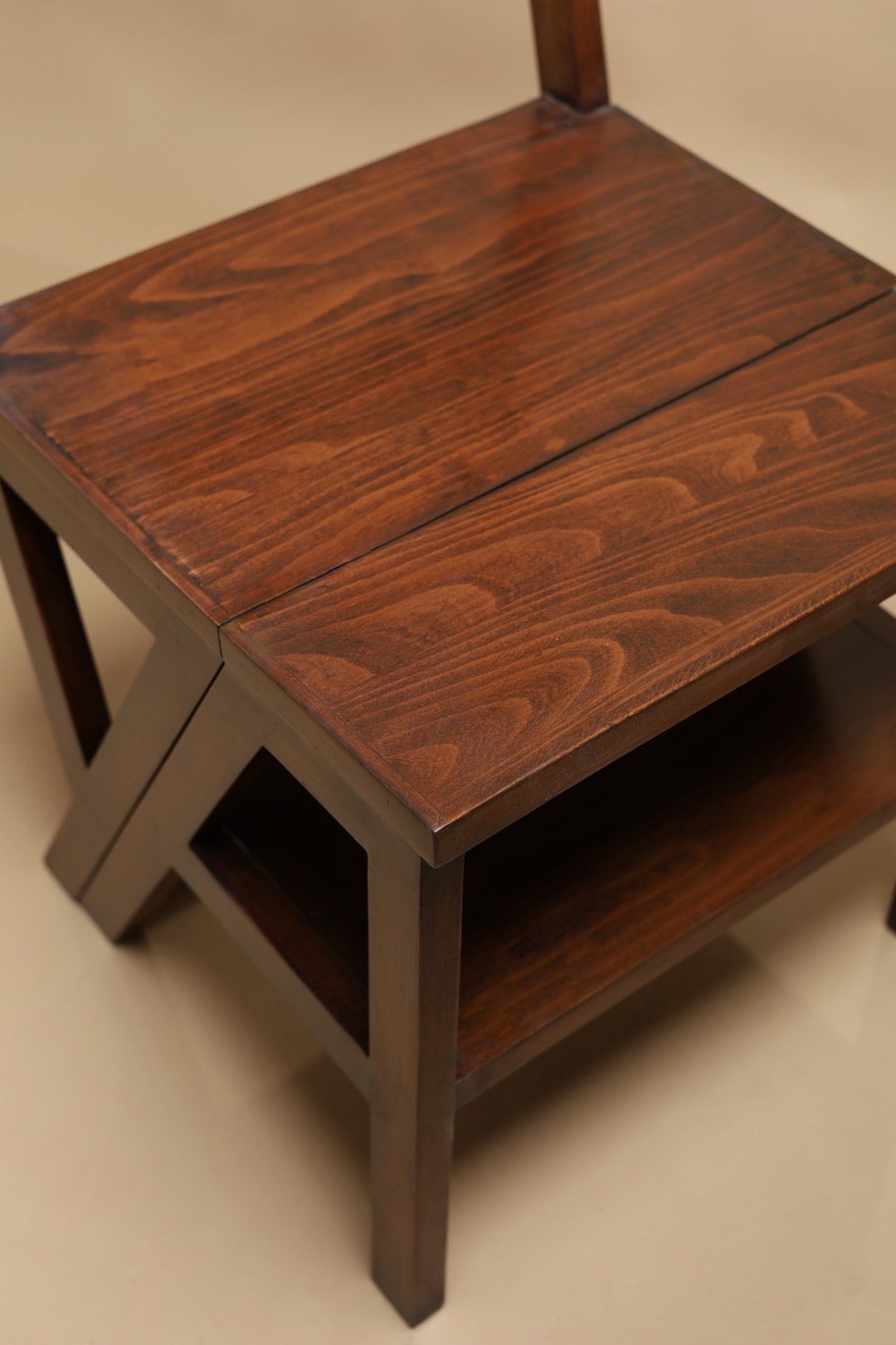 Hand-cut joint and seam detail on a solid-timber tabletop